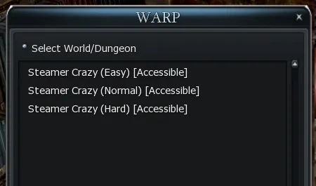 The DX dungeons in the in-game dungeon menu