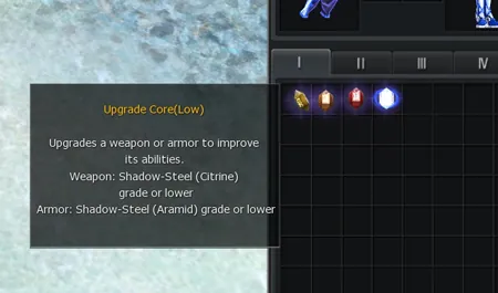 Upgrading gear with an Upgrade Core